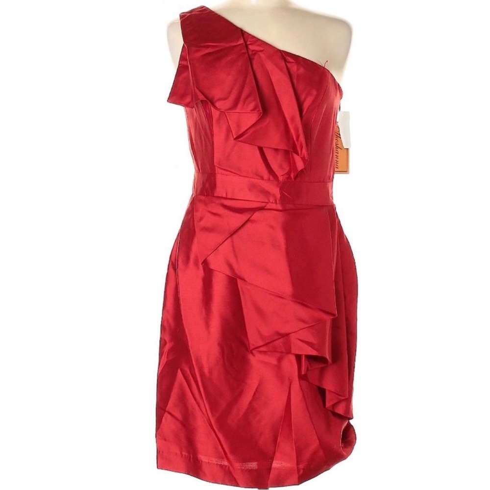Shoshanna Vibrant Red One-Shoulder Dress 100% Silk Size 0